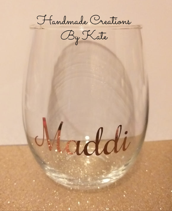 Stemless wine Glass with Name