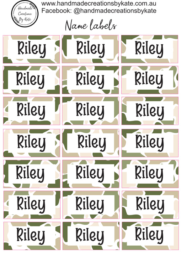 Childs Name Label Sheet