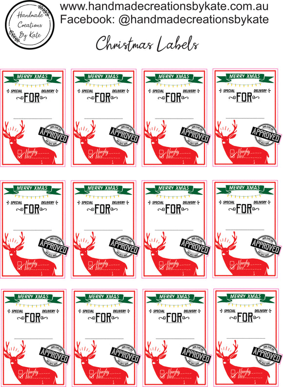 Christmas Labels large on A4 sheet