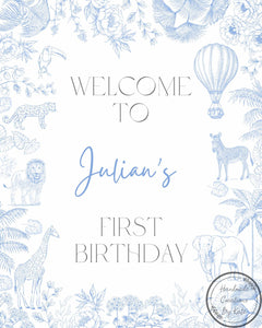 Chinoiserie Toile de Jouy Safari A1 sign