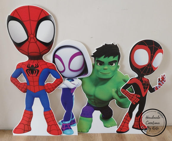 Spidey and friends corflute cutout standee