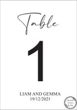 Printed Table Numbers