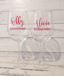 Red Wine Glass with Name