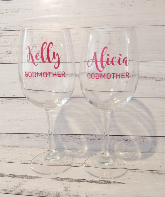 Red Wine Glass with Name