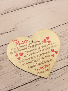 Mum Timber Hanging Heart