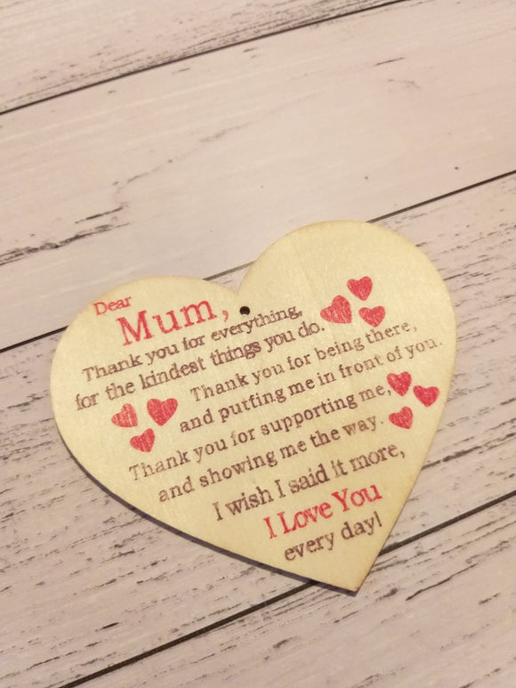 Mum Timber Hanging Heart