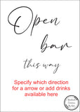 Printed Open Bar Sign