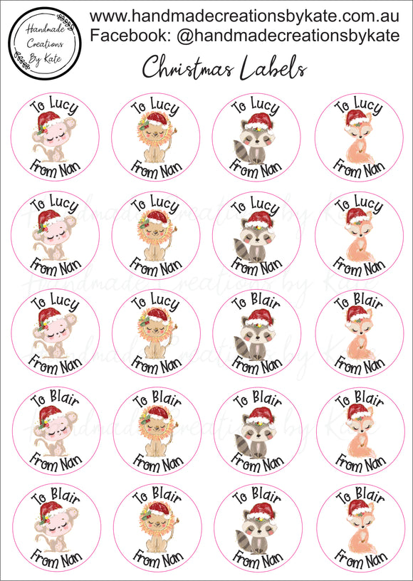 Kids Christmas Label Sheet