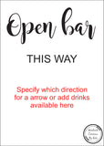 Printed Open Bar Sign