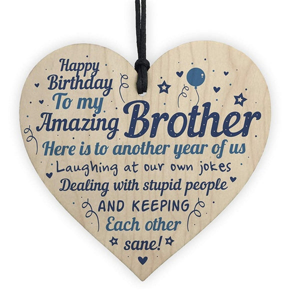 Wooden Heart Brother Birthday